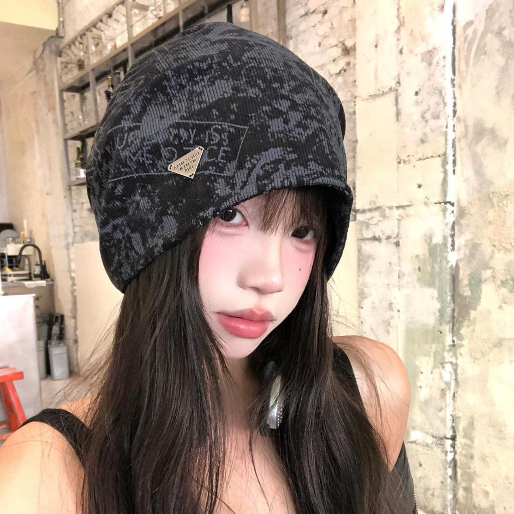 Retro-Kopftuch im koreanischen Stil für Damen - Lockere Herbst-/Wintermütze für ein kleineres Gesicht, Warmer Pullover für die Zeit nach der Geburt