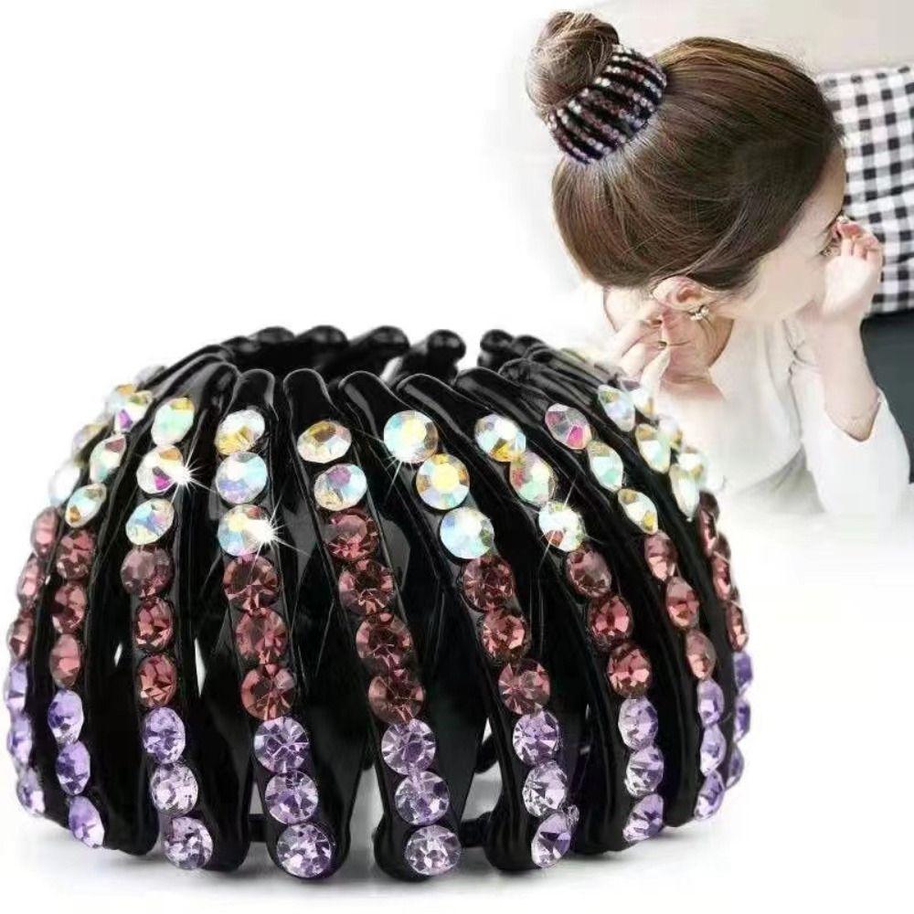 Rhinestone Hair Claw Clip Hair Accessories Hair Bun Maker Fashion Ponytail Holder  Women