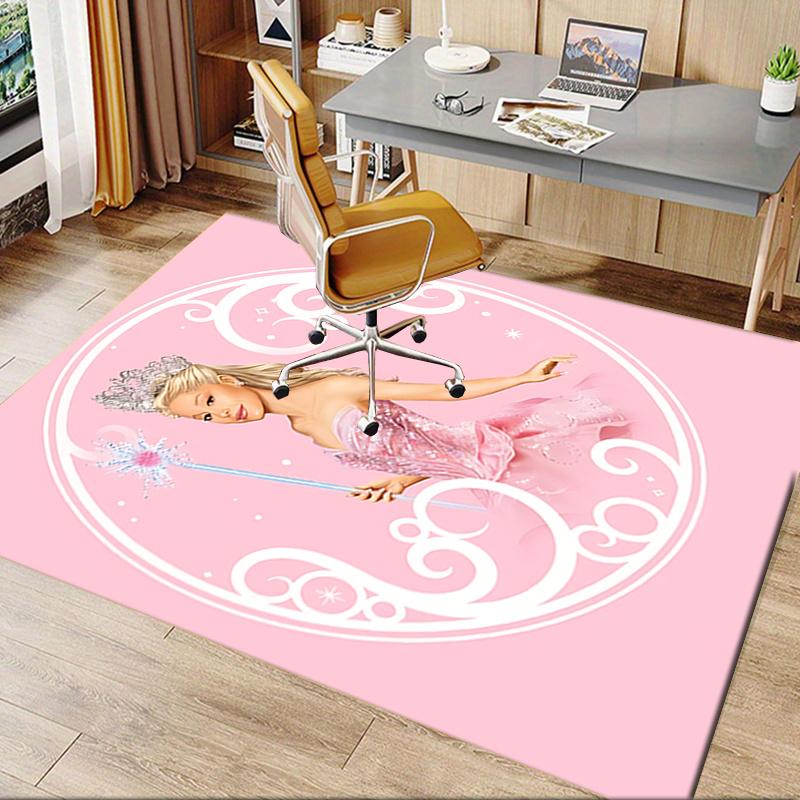 Princess, Magic Wand Pattern Polyester Office Carpet Chair Mats, Home Decor Dormitory Floor Protector with Anti-Skid Backing, Large Area Cov