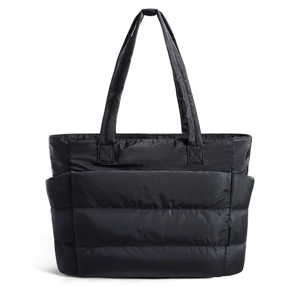 Lightweight Puffy Laptop Bag Large Capacity Commute Briefcase Simple Cotton Padded Tote Bag  Travel