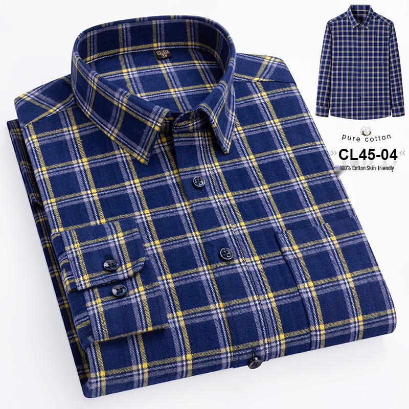 

Men s Plus Size Plaid Long Sleeve Pure Cotton Shirt (Sizes 38-46) - Autumn Casual Business Wear 43