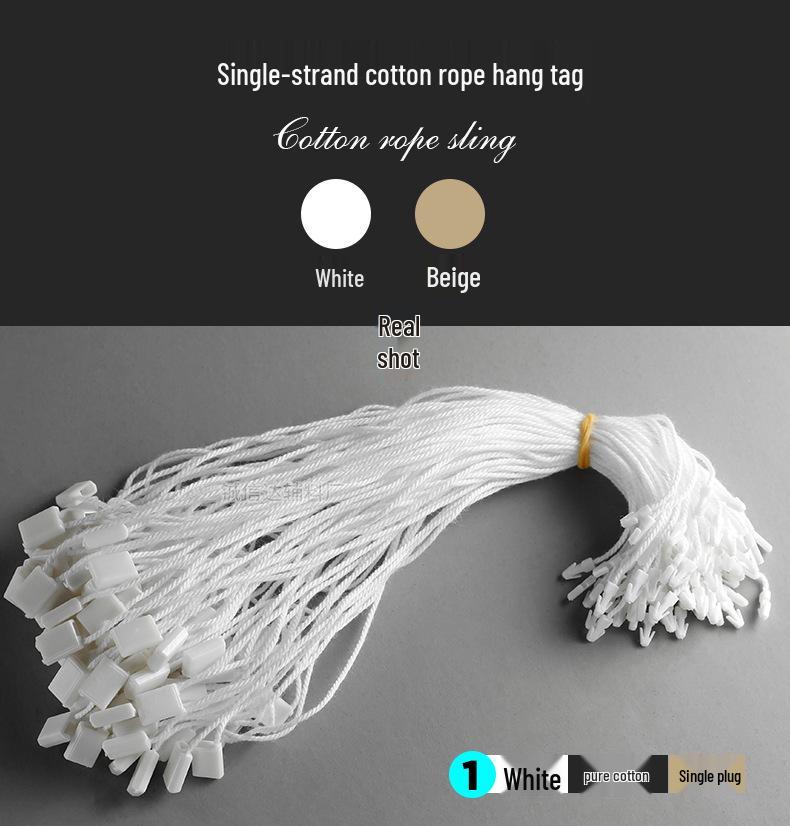Universal Hanging Tag String for Clothing, Shoes, and Bags - Disposable, Single-Hole, Snap Button Design for Men’s, Women’s, and Kids' Items