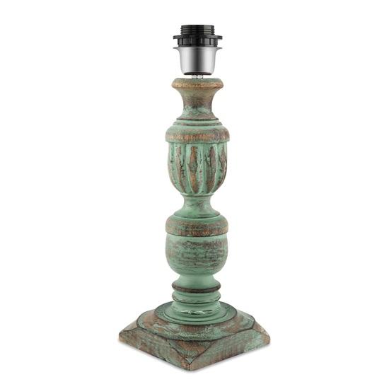 50 Cm Rustic Green Wooden Table Lamp for Home Decor Bedside Bedroom, Living Room, Study Table Light with Empire Bulb Not Included