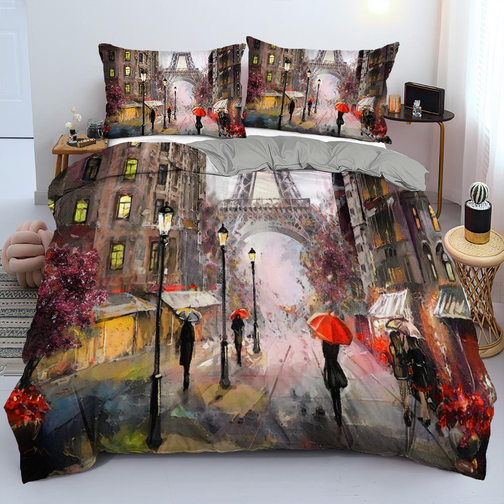 3D Digital Printing Quilt Set Three-Piece, Nordic Ins Style Bedroom Home Textile, Support, System