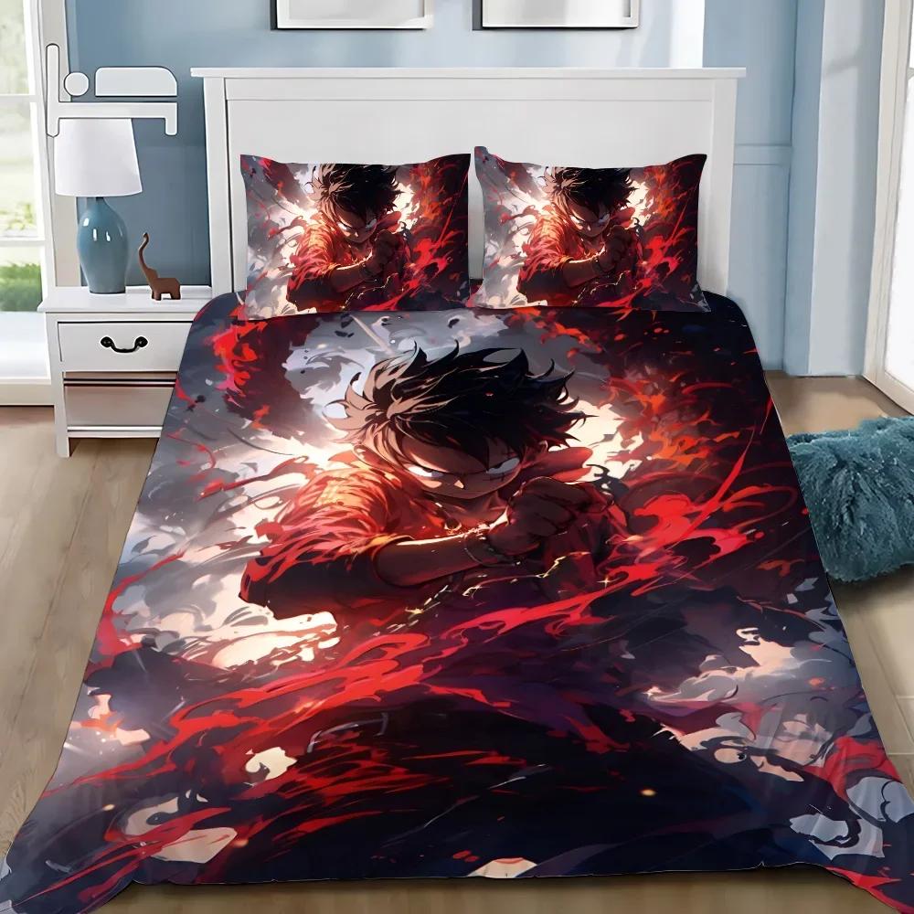 Anime Duvet Cover Pillowcase O-Ones Pieces Bedding Set Luffys Adult Boy Girl Bedroom Decoration Children Gift Single Double Size