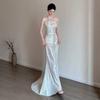 Fishtail Toast Dress Bride Sequined Banquet Neck Evening Dress Engagement Light Luxury Niche Going Out Yarn Welcome Dress Skirt