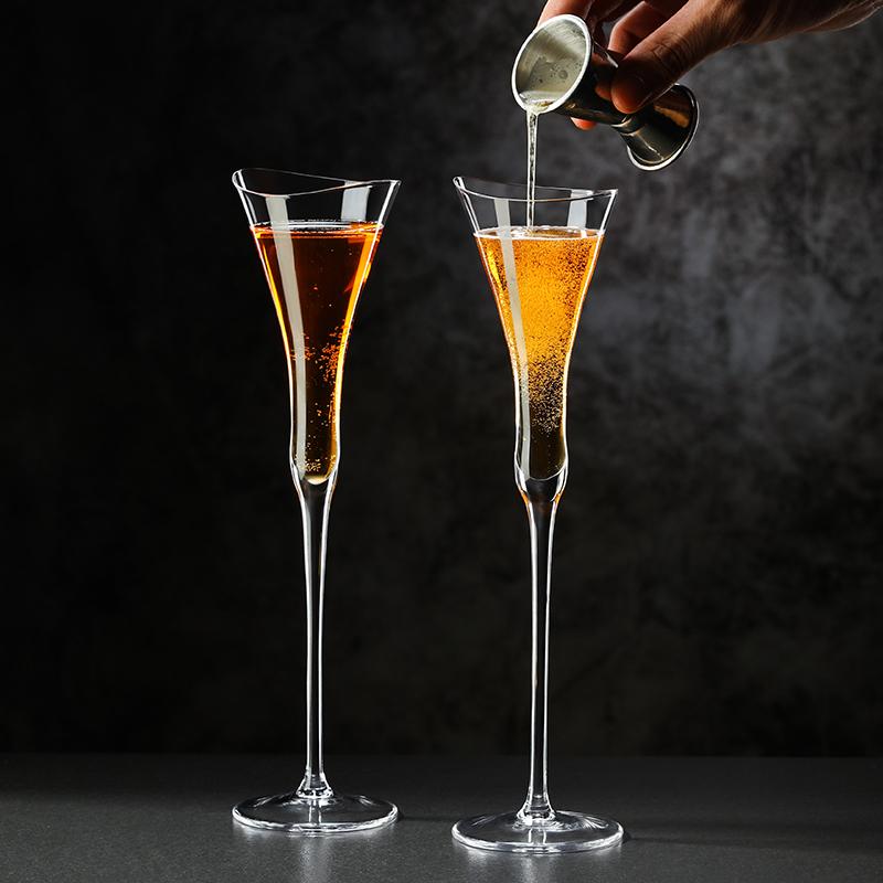 1 Stück Kristall-Champagnergläser Sektkelche Eingeschnürte Taille Weite Öffnung Kreative Champagnergläser Cocktailgläser