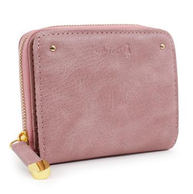 Lucky Tail Bifold Wallet with Round Simple Cat Natural Women's Zipper, Design, Silhouette, (Pink)