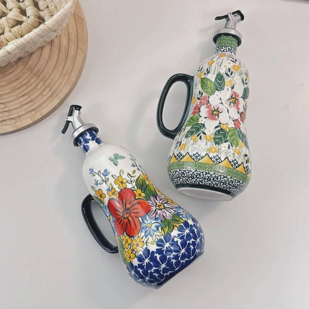 700ml Ceramic Olive Oil Dispenser Bottle Leak-Proof Jar Cook Seasoning Pot Storage Oil Bottle S M9P8