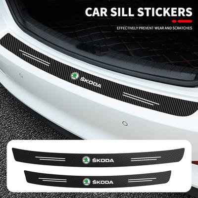 VAN4 Carbon Fiber Car Styling Door Trunk Threshold Protector Sticker For Octavia MK2 MK3 2 3 A7 Fabia Karoq Kodiaq Rapid