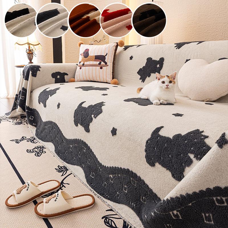 1Pc-Cartoon Anti Cat Scratch Sofa Towel, Winter Thick Plush Cover, A Whole High-End Anti Slip Sofa Cover Cloth 180X130cm