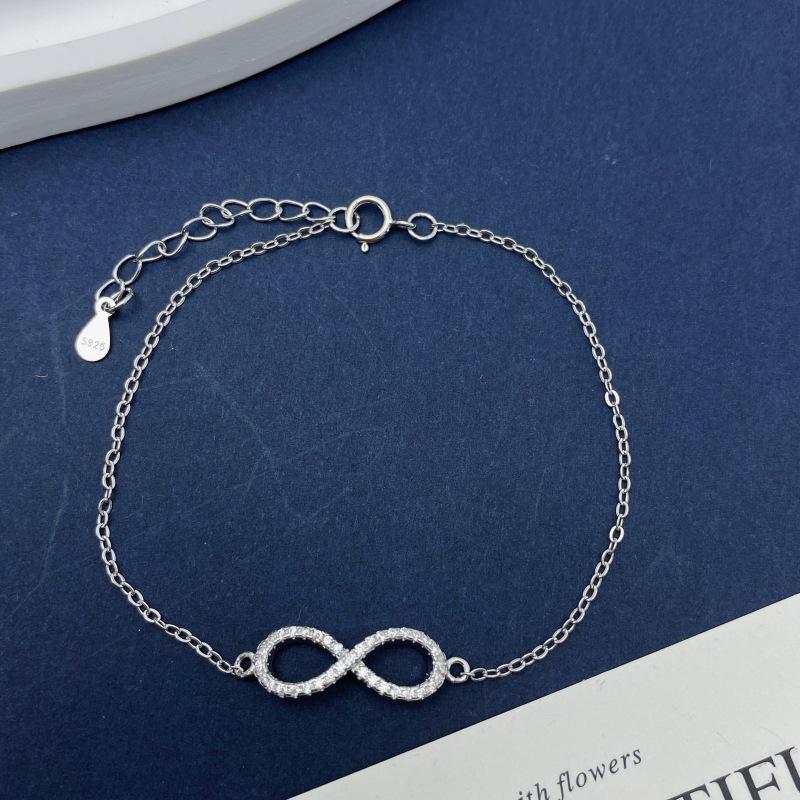 S925 Sterling Silver Inlaid Eight Character Bracelet – Trendy Minimalist Style Women s Bracelet S925 Silver