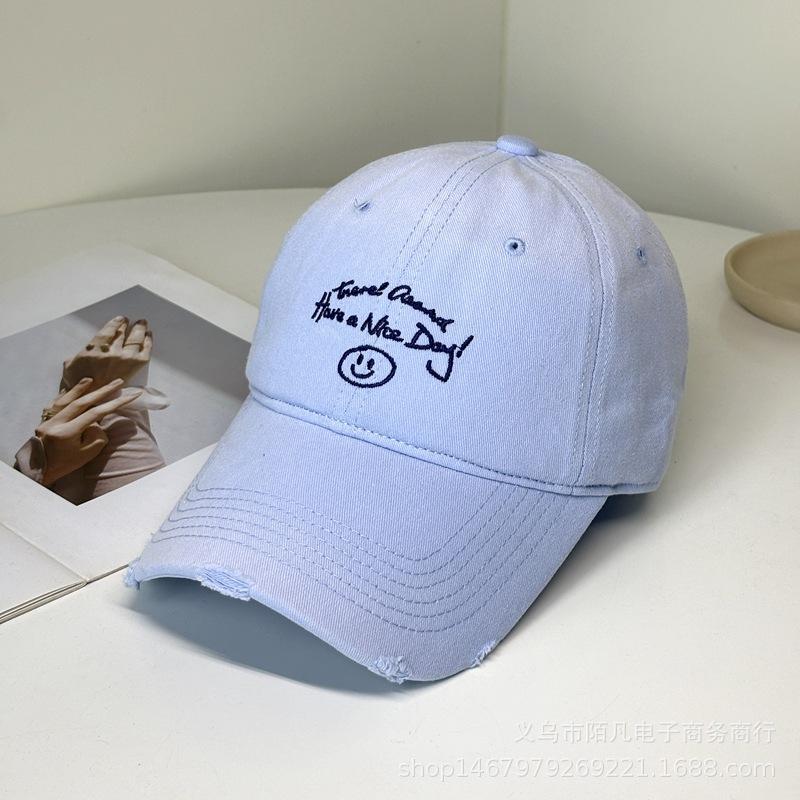 Letter Embroidered Baseball Cap Children's Summer Versatile Simple Sun Hat Showing Face Small Holes Peaked Cap Men