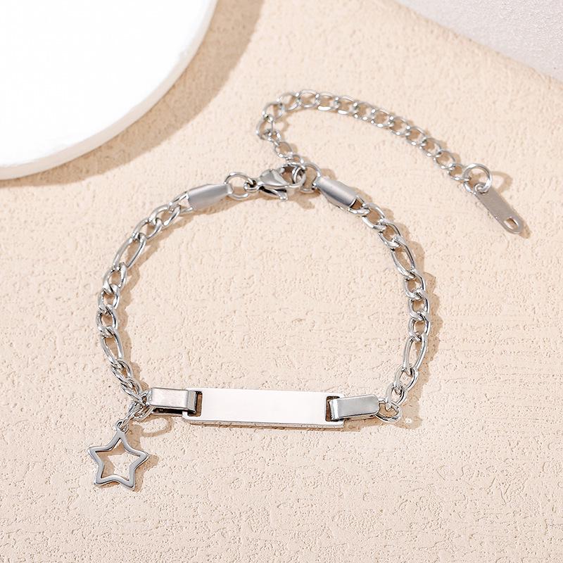 Cuban Chain Hollow Star Stainless Steel Bracelet with Laser Engraving