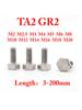 1piece M12 M14 M16 M18 M20 X 3-200mm Length Pure Titanium TA2 GR2 Hex Hexagon Head Screw Bolts Screw Rod