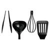 [BLKP] Sada 4 kusů kuchyňského náčiní Pearl Metal (Černá, G-8126) - Vyrobeno v Japonsku: Stěrka, Naběračka, Kleště a Metlička, Nylon. Limitovaná edice.