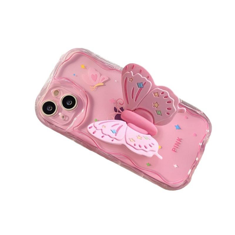 Applicable To Apple 15 Mobile Phone Case IPhone14promax/13 Cute Three-dimensional Bow Bracket 11/12 Silicone