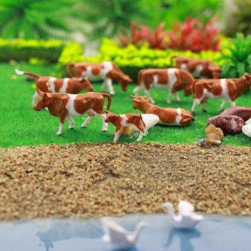 1:87 Scale Cow Models, Human Figures, Set of 36, for Farms, Ranches, and Cow Farms, Architectural Use, Gardens, Micro Landscapes, Scenery Collections,