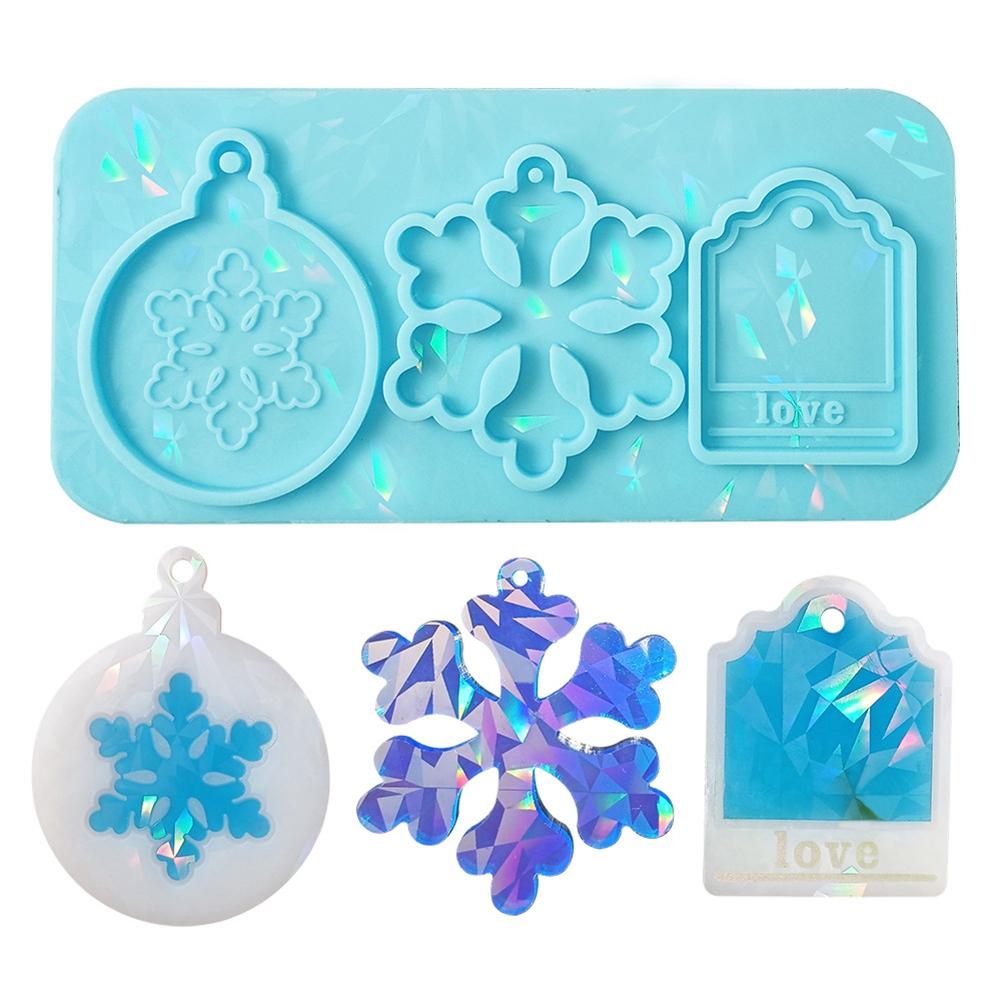 Holographic Christmas Silicone Mold Christmas Silicone Mold DIY Pendant For Christmas Decoration , A