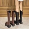 Thick-soled knight boots women's new spring and autumn single boots thin boots high boots but knee boots increase in height