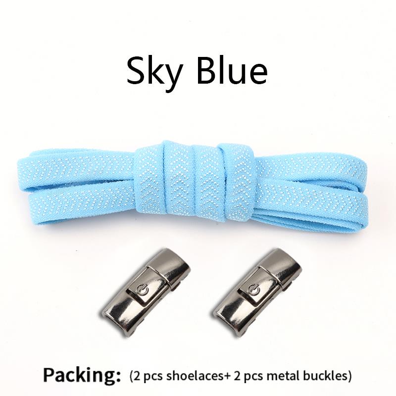 New Press Lock Shoelaces Without ties 8MM Width Flat Elastic Laces Sneakers Kids Adult No Tie Shoe laces for Shoes Accessories