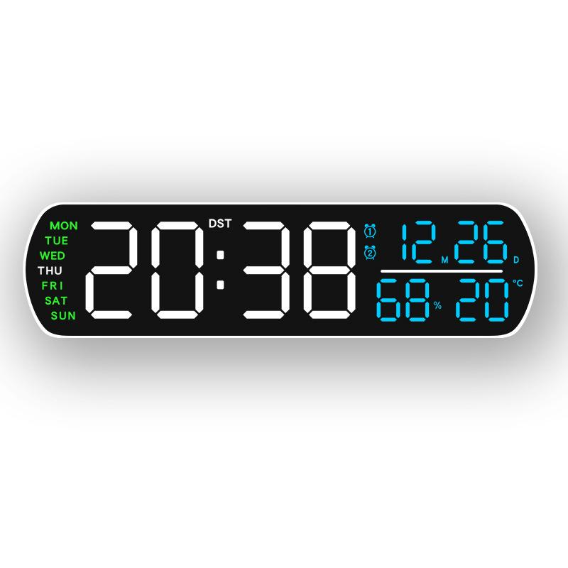 Digital Alarm Clock TEMP Humidity Date 2 Alarms Countdown Timing DST Snooze Table Clock Auto Dimmable 12/24H LED Clock for Decor