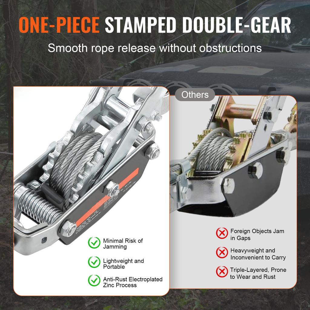 SucceBuy 5T Come Along Winch Ratchet Power Puller Tool with 11.5ft Steel Cable Automotive Hoist Cable Puller for Vehicle Rescue