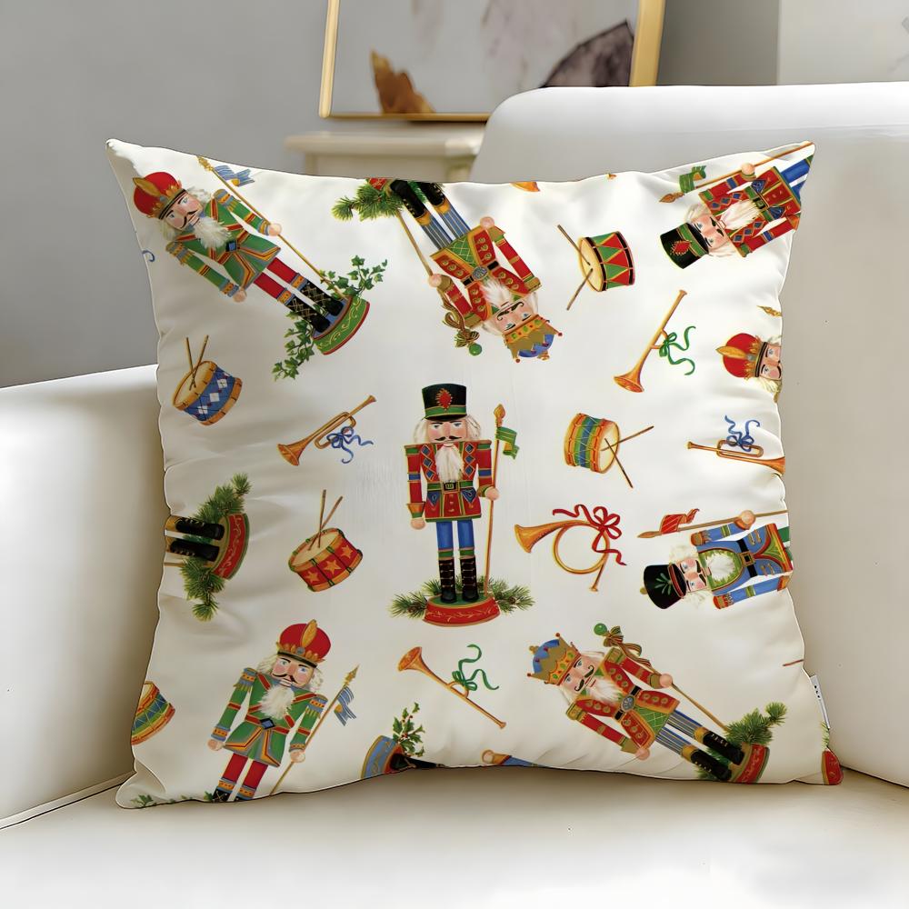 classic theme Nutcracker Soldier Cushion Cover Soft EasyWash Pillow Case Versatile for Couch Bed Travel and Office