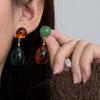 Vintage Geometric Circular Resin Earrings Water Droplet High-End And Light Luxury Jewelry Accessories Gifts For Women And Girls