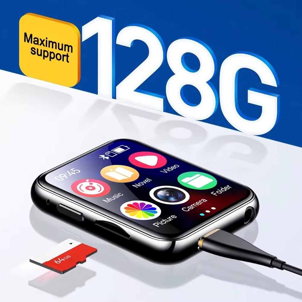 Lettore musicale MP3 con Bluetooth 5.4 HiFi MP4 Walkman Schermo touch completo Altoparlante incorporato Registratore Fotocamera Lettore video FM/E-book