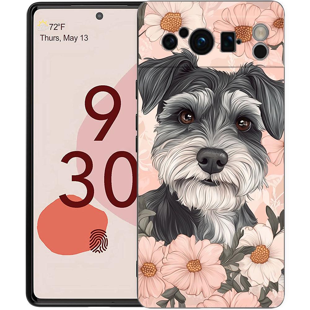 

Cartoon Schnauzer Dog Phone Case For Google Pixel 9 8 7 6 Pro XL 8A 6A 7A 5G Soft Shockproof TPU Black Cover Fundas Pixel 6A