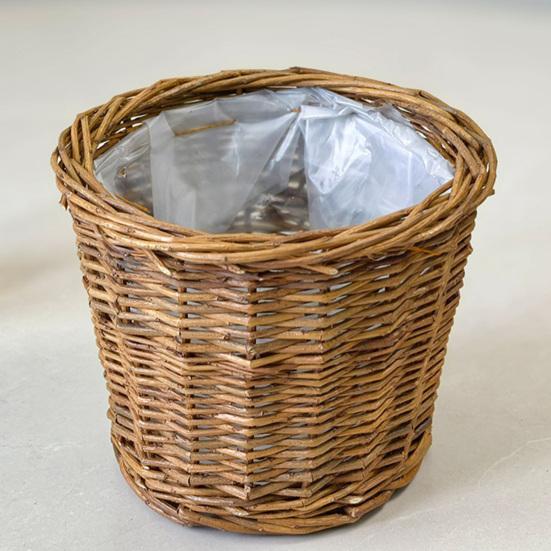 Wicker Planter Basket with Waterproof Liner Handwoven Natural Brown Willow Flowerpot