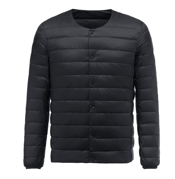 

Чоловіча легка куртка-пуховик, що трансформується - Круглий виріз у V-подібний, Теплий внутрішній шар, Простий стиль для будь-якого віку L чорний