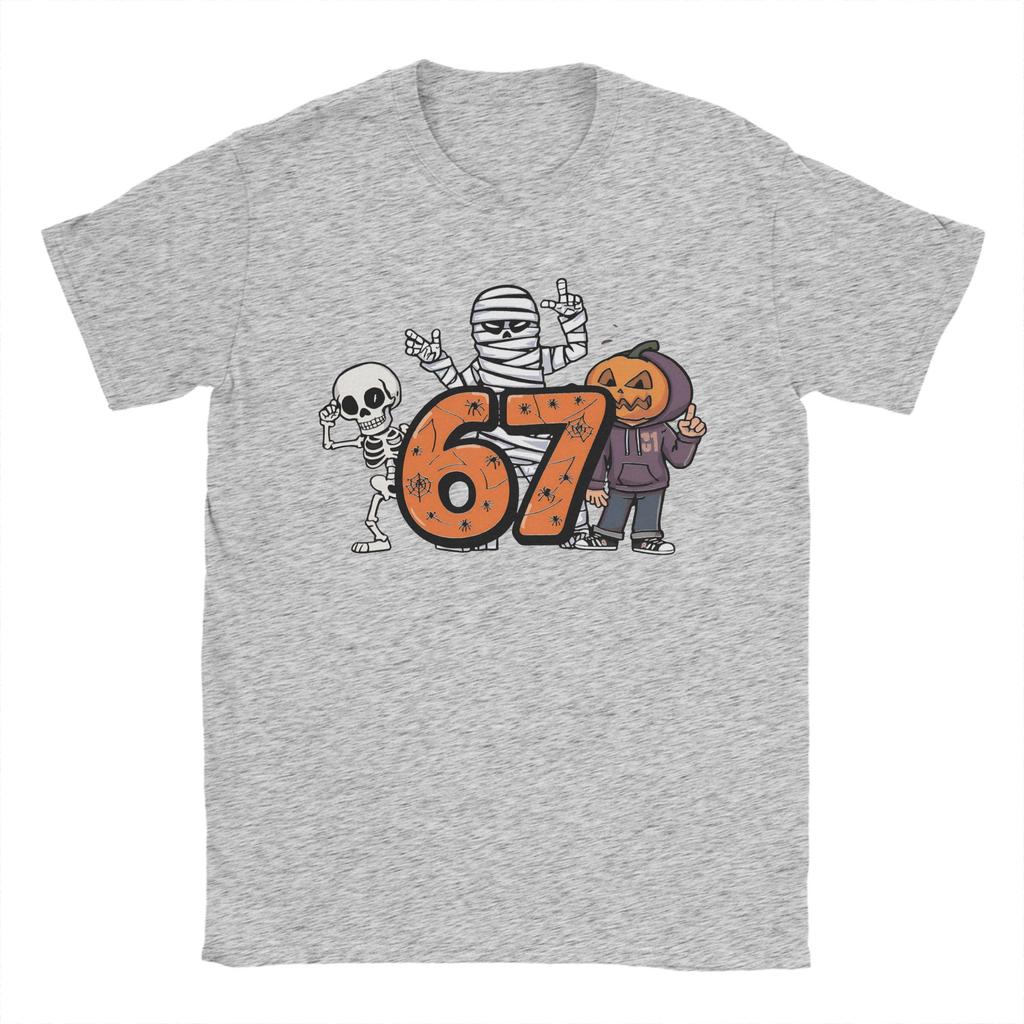 Humor Haunted by 6-7 T-Shirt for Men Round Neck 100% Cotton T Shirts Halloween 2025 Short Sleeve Tee Shirt Graphic Tops