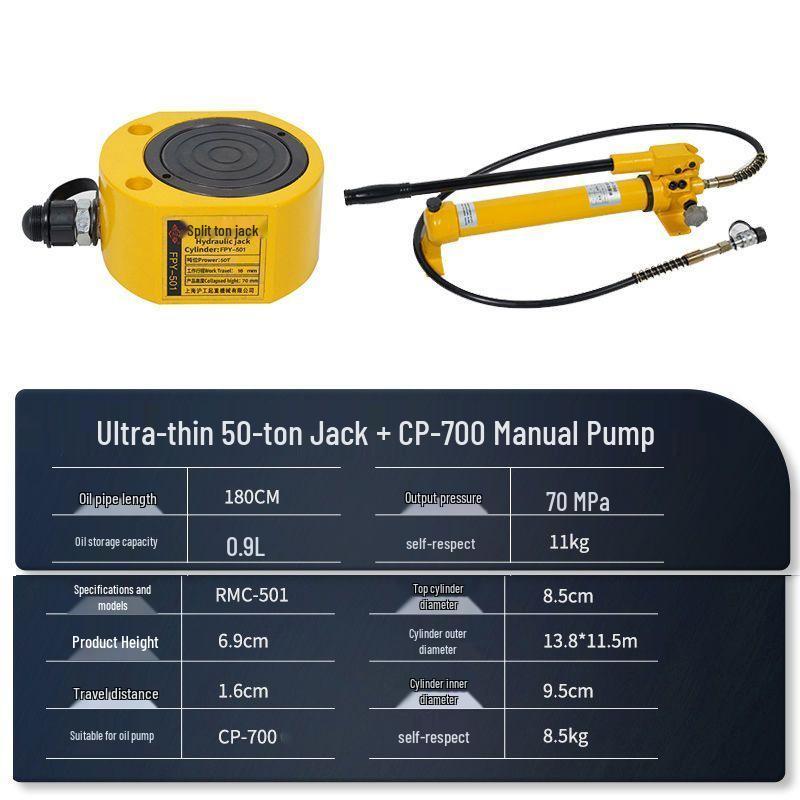 Split Ultra-Thin Hydraulic Cylinder: 5T, 10T, 20T, 30T, 50T, 100T - Extended and Short Types