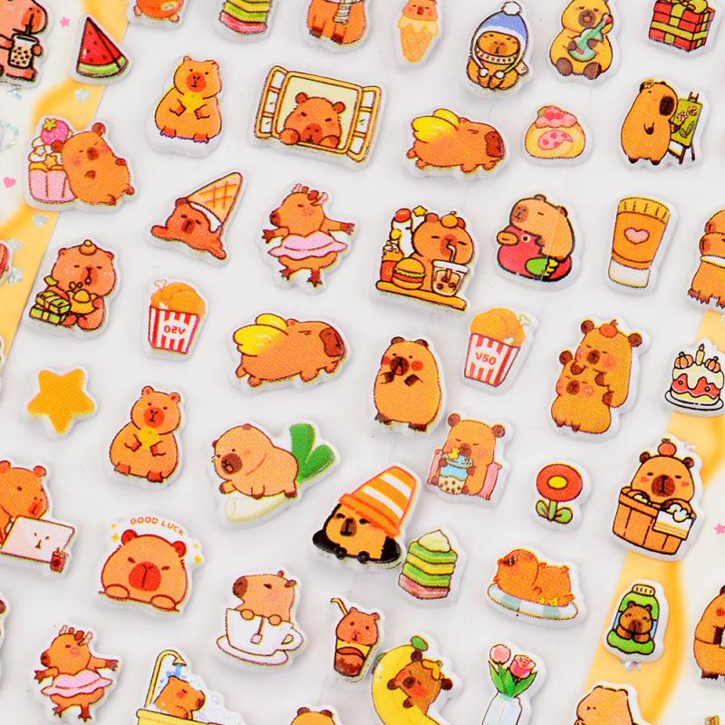 1 Sheet Kawaii Lovely Capibala Small Animals Foam 3D Decorative Stationery Stickers Scrapbooking Diy Diary Album Decals