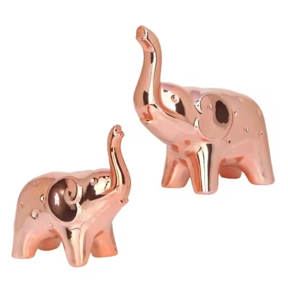 1 Pair Cute Elephant Statue Crafts Chinese Traditional Animal Sculpture Home Office Decoration