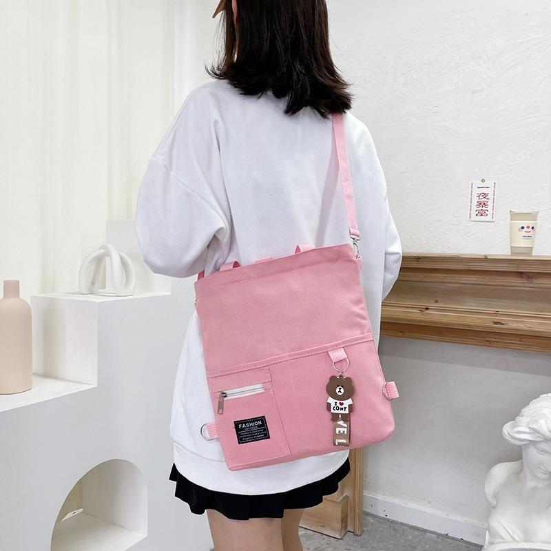 Fashion Bear Doll Canvas Women's Bag New Large-capacity Shopping Women's Shoulder Messenger Bag