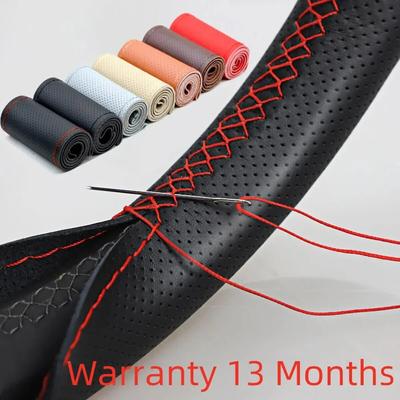 Coprivolante universale in pelle per auto, cucito su misura per 38 cm 14" fai da te, traspirante e antiscivolo, nero grigio beige