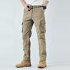 Herren Cargo-Hose Gerades Bein Baumwolle Stretch Taktische Hose Männlich Militär Outdoor Camping Angeln Freizeit Arbeitskleidung Khaki