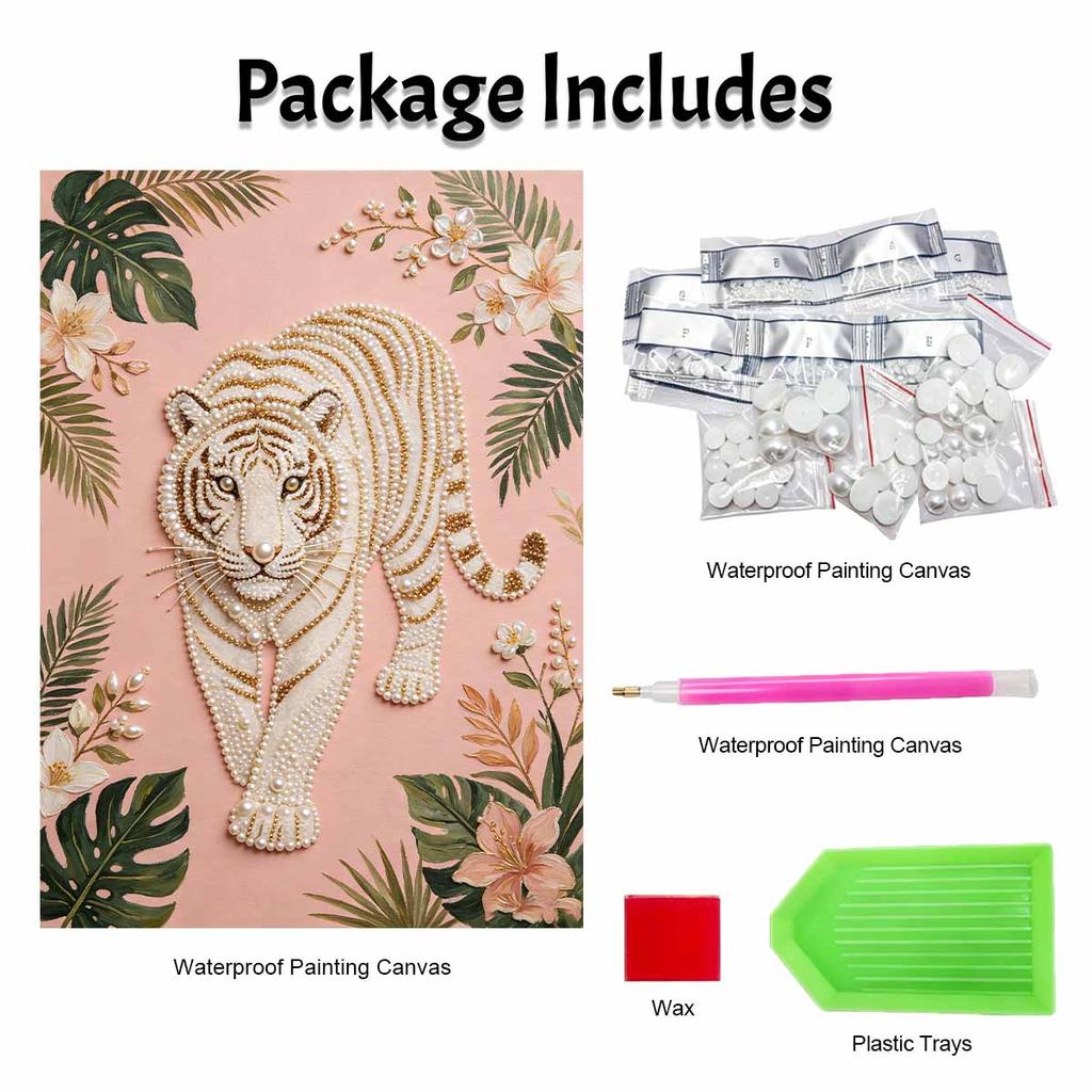 Pearl Art Painting Kit for Adults and Beginners Elegant Tiger Sparkling Painting Craft Home Wall Decor Handmade Gift