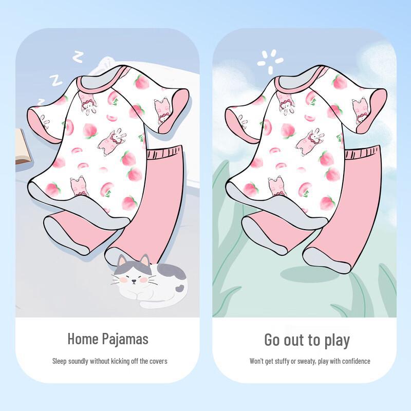 DEESHA Girls' Cotton Short Sleeve Pajama Set