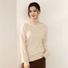 Women's 100% Pure Wool Half-Zip Hooded Sweater with Gold Buttons - New Autumn/Winter Fashion