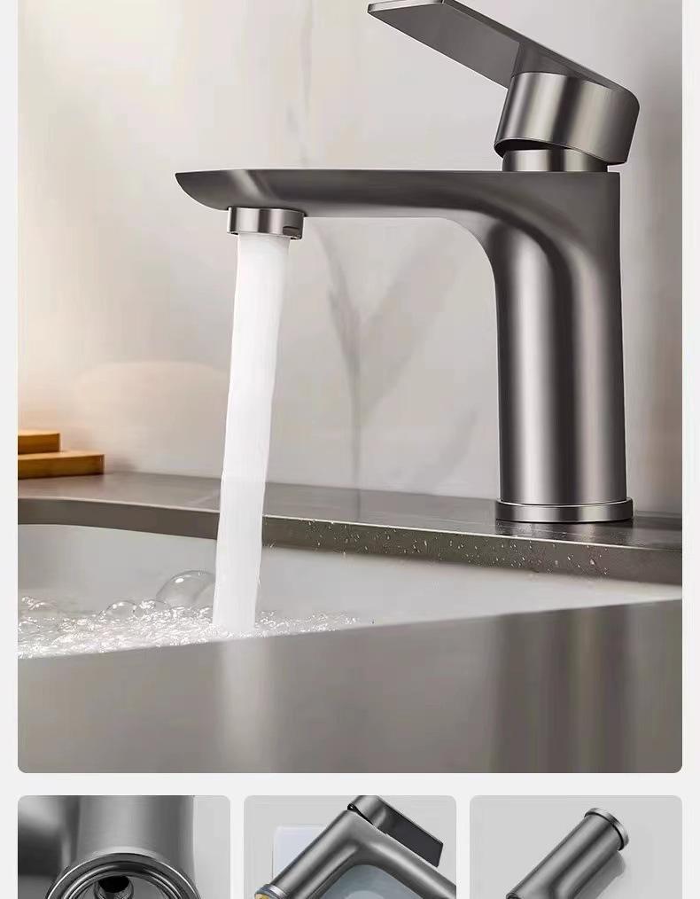 Badezimmerarmatur aus Edelstahl für Warm- und Kaltwasser