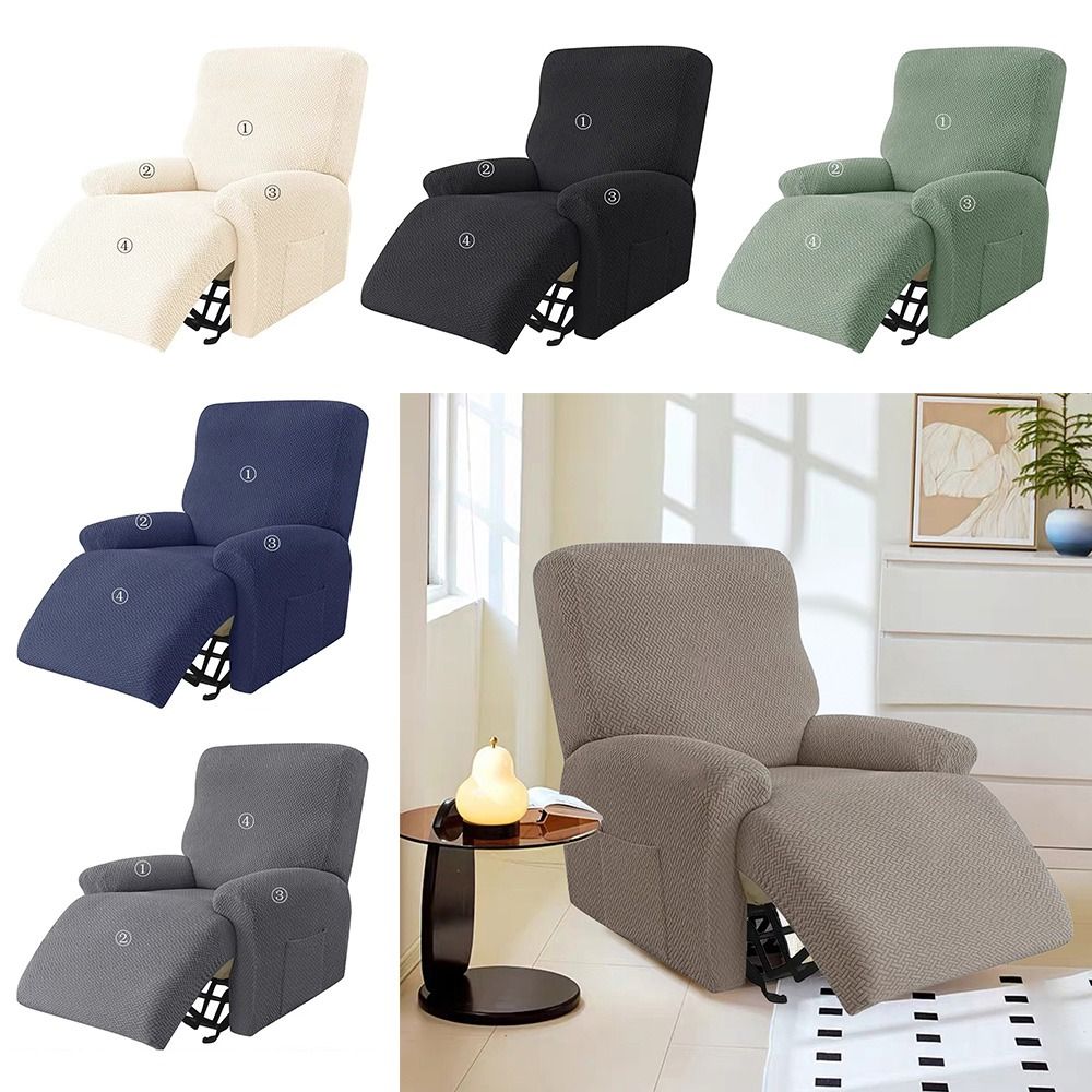 Split Back Design Recliner Sofa Covers Solid Color T Jacquard Cover New Armchair Cover