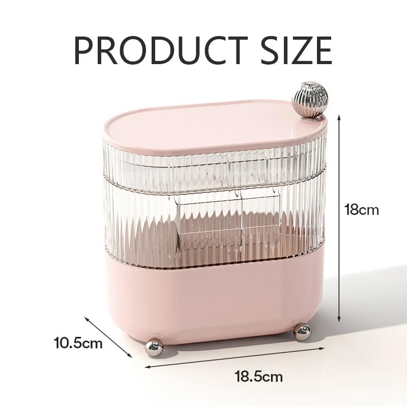 Little Bear Desktop Jewelry Storage Box Rotate Dividing Grids Cosmetic Dustproof Lipstick Light Luxury Organizer For Home