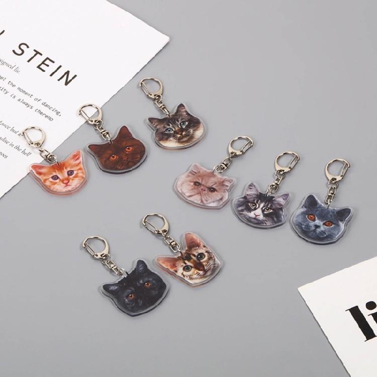 Cartoon Cat Pendant Lovely Animal Shaped Keychain Acrylic Keyring Bag Ornament