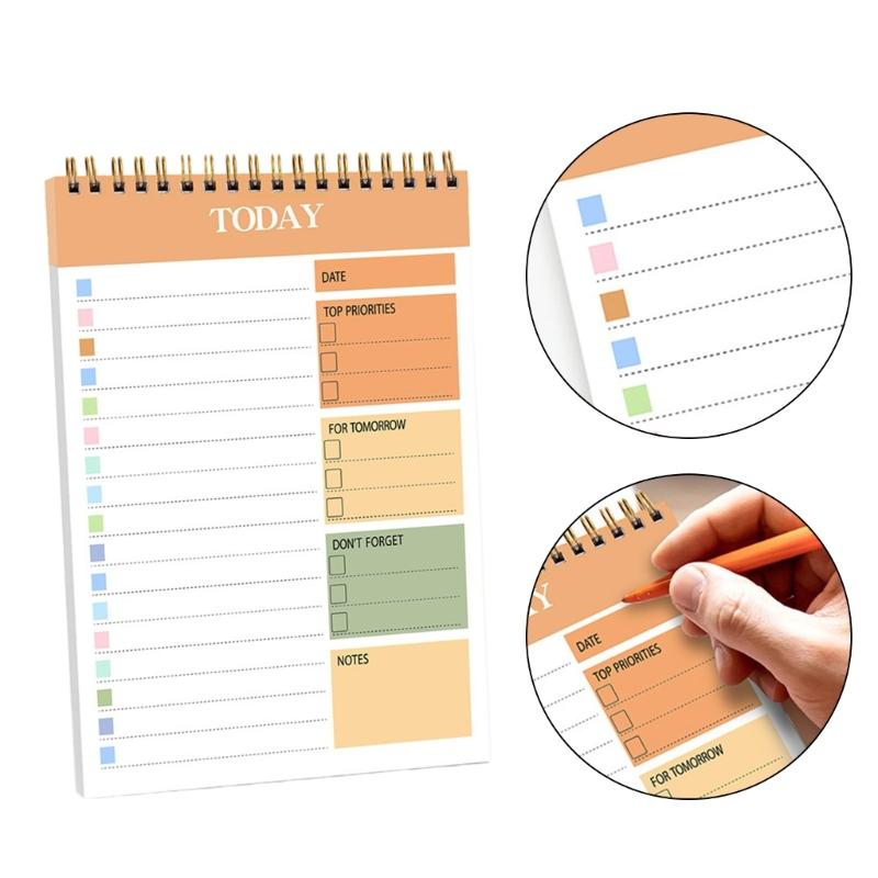 Twin Wire Binding Planner Notebook 104 Pages 5.5x8.66Inch Portable Journal Daily Planner Writing Notepads For Planning