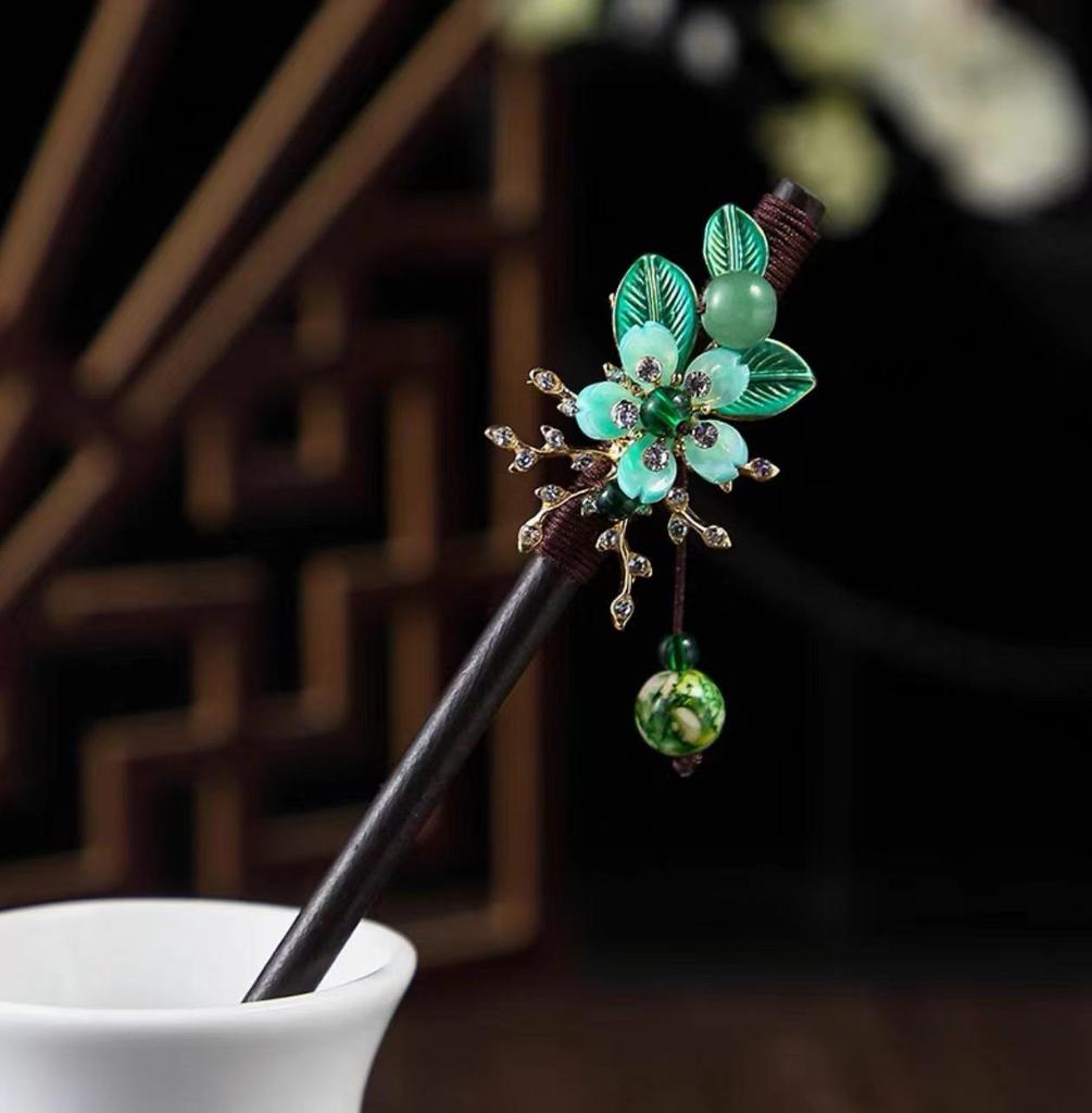 Grampo de Cabelo com Borla de Sândalo de Alta Qualidade para Penteados Updo de Hanfu Cheongsam