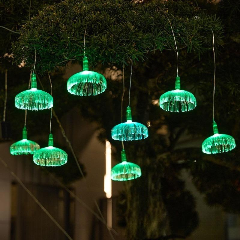 Solar Festoon LED Jellyfish Chandeliers Fiber Optic String Lights Restaurant Wedding Party Garden Tree Decorative